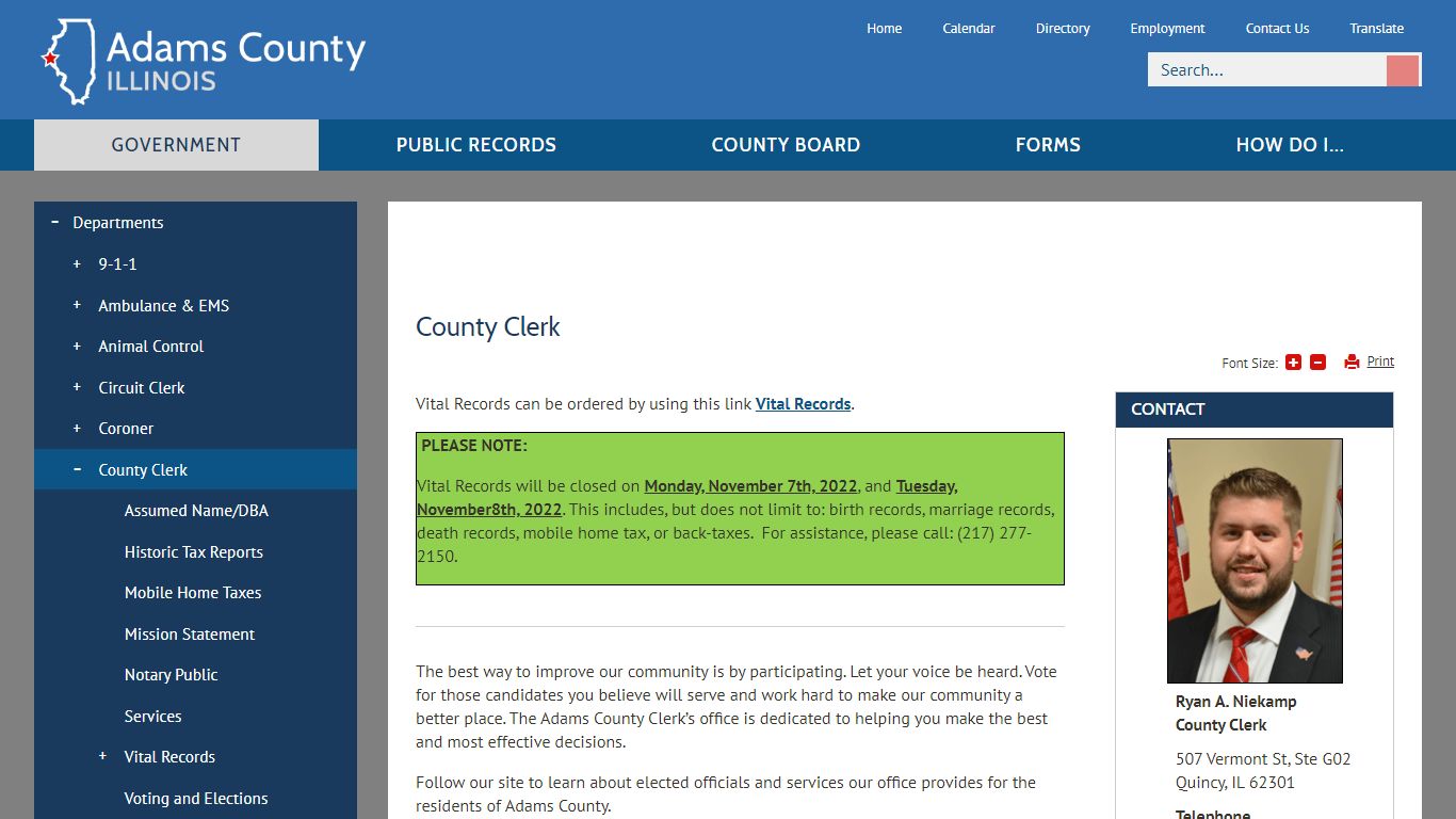County Clerk | Adams County, IL
